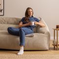 Cecilia Cord Zitzak Sofa - Stone