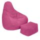 highback zitzak stoel incl poef corduroy stof pink