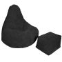 Highback Zitzak Stoel incl. Poef Corduroy Stof - Black