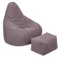 Highback Zitzak Stoel incl. Poef Corduroy Stof - Mink