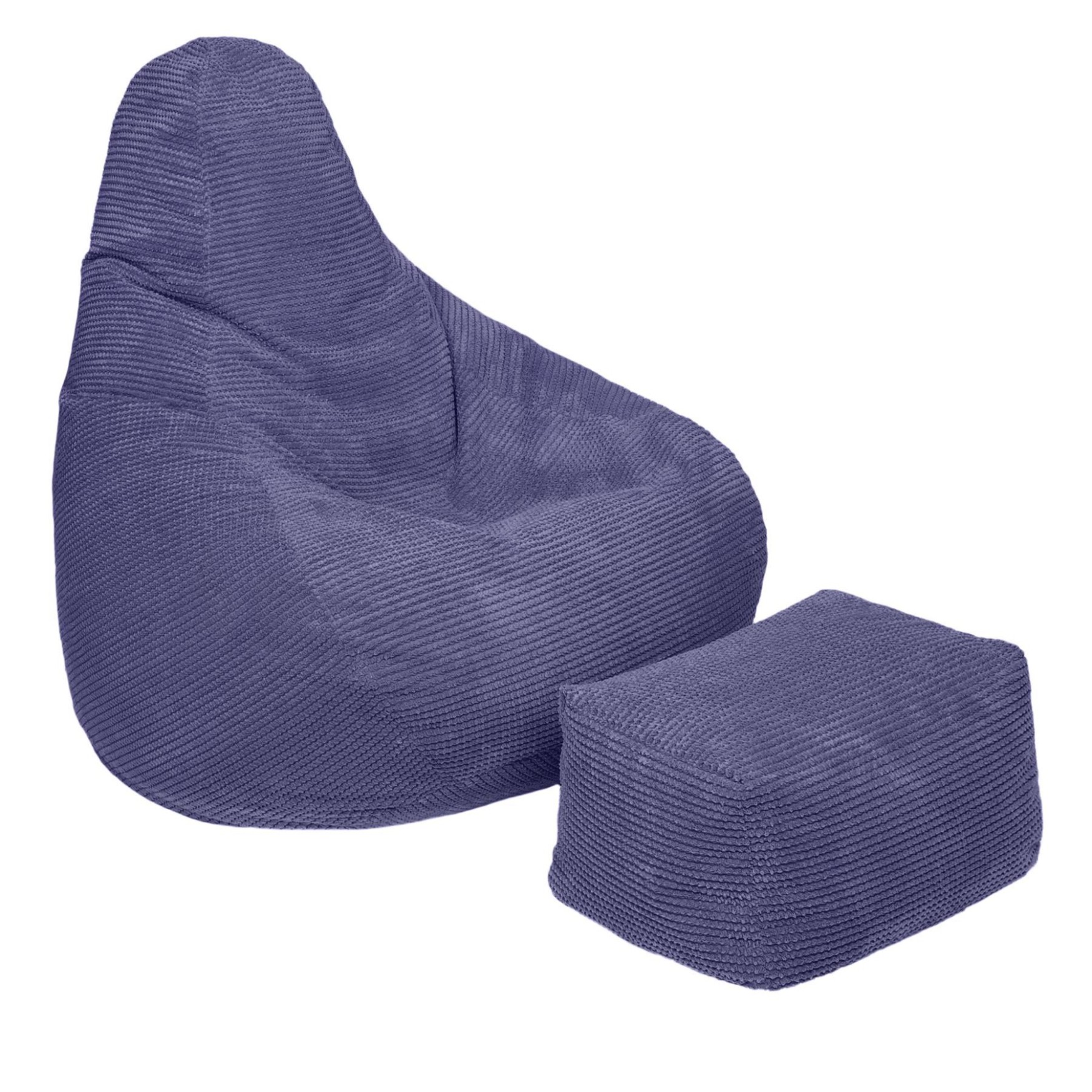 highback zitzak stoel incl poef corduroy stof purple
