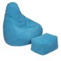 Highback Zitzak Stoel incl. Poef Corduroy Stof - Teal