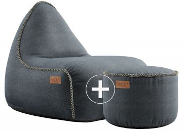 Canvas Lounge Chair & Pouf - Petrol Canvas Lounge Chair & Pouf - Petrol
