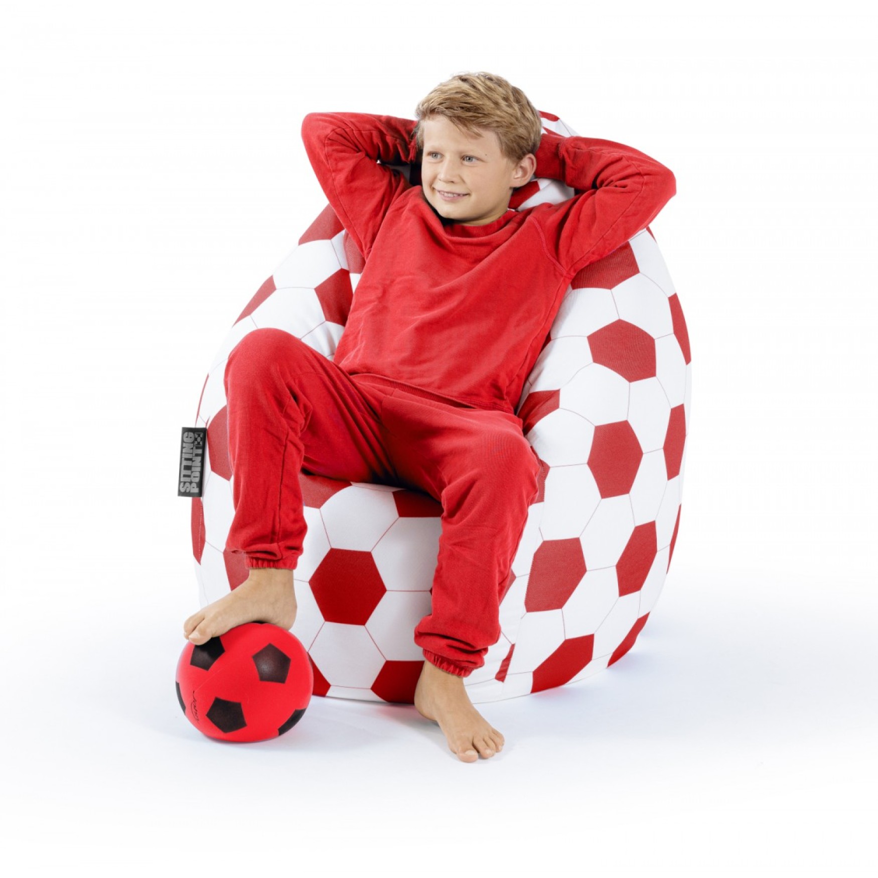 sitting point beanbag voetbal xl roodwit